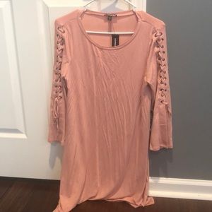 Express baby pink tie sleeve dress